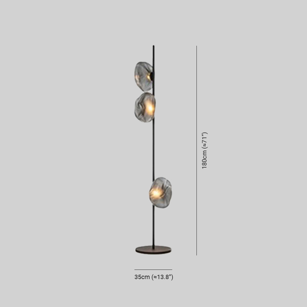 Byers de lux floare metal/sticlă lampadar, negru/auriu/Gri