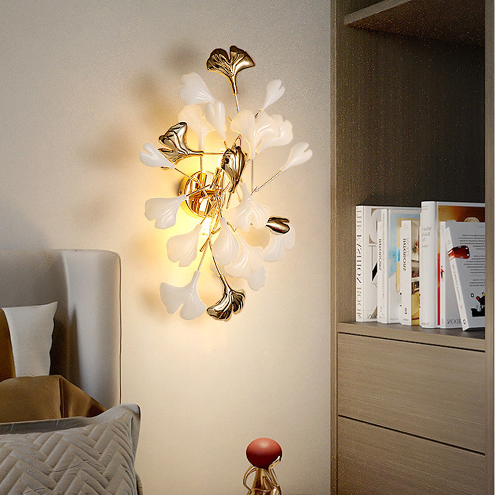 Olivia Decorative floare în stil ceramic alb aurit aplică de perete