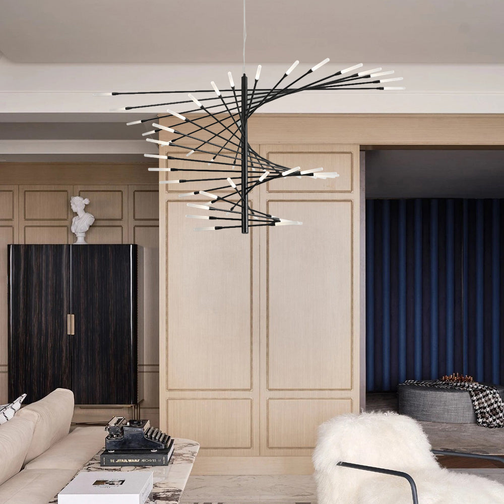 Arisha candelabru modern Focuri de Artificii Rotative, negru/Aur, pentru Sală de living/Galerie de Artă