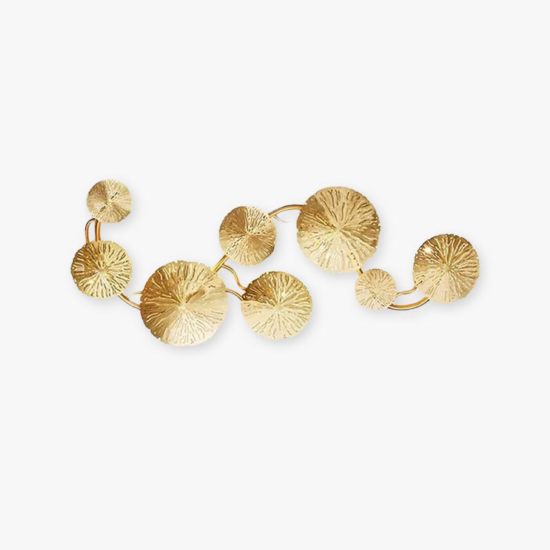 Arisha modern metal Round Lotus Leaf aplică de perete, auriu