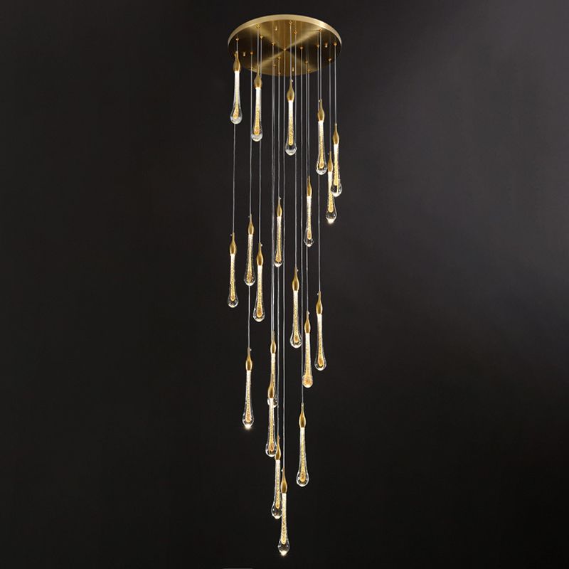 Valentina candelabru auriu din cristal, modern, în formă de picătură