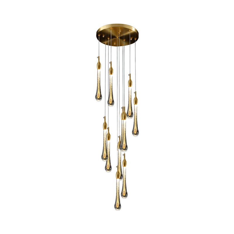 Valentina candelabru auriu din cristal, modern, în formă de picătură