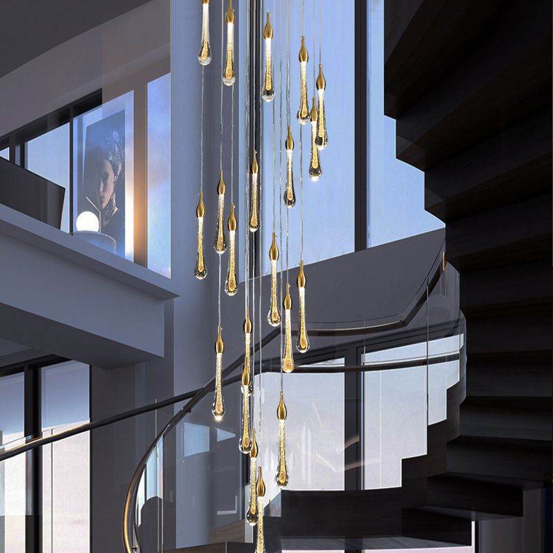 Valentina candelabru auriu din cristal, modern, în formă de picătură