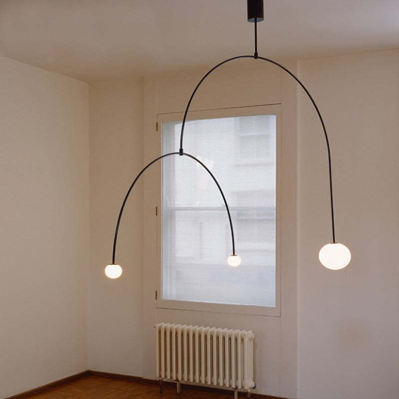 Arisha minimalist Linear Mobile lampă suspendată, neagră