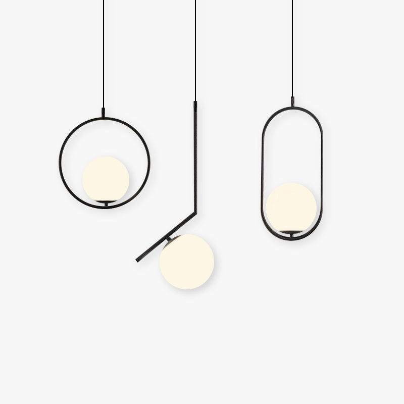 Arisha lampă suspendată modernă cu abajur glob din metal/sticlă, 3 stil