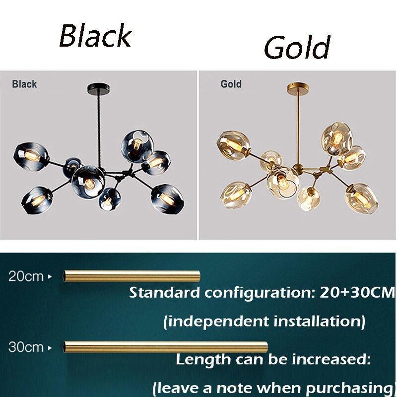 Valentina modern Bubble lampă suspendată Metalică, negru/Aur