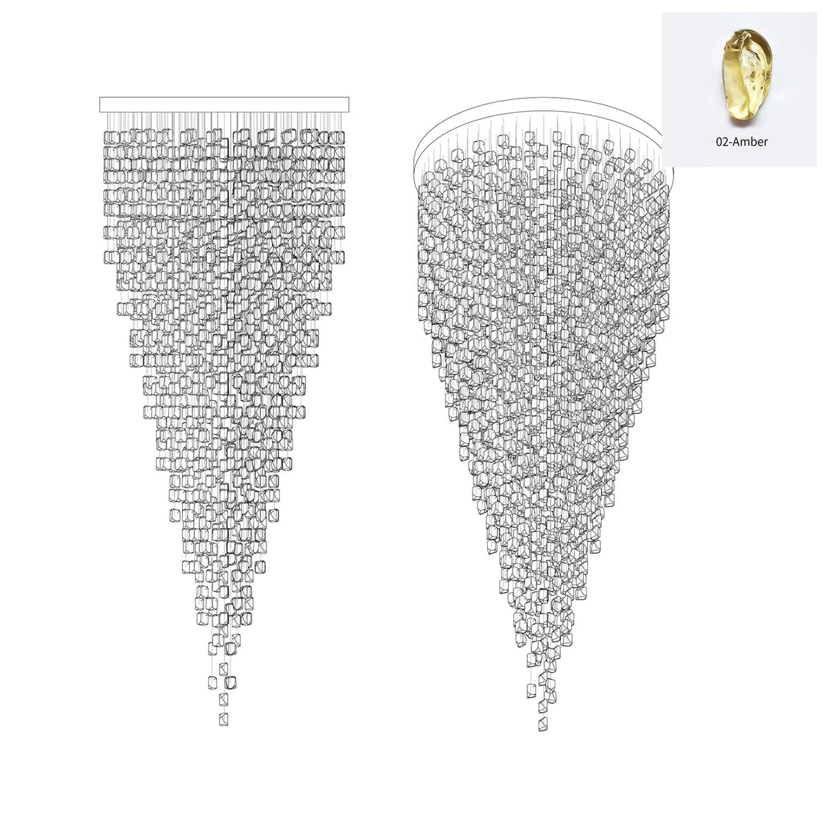 Belora candelabru din piatră și cristal, postmodern, de lux