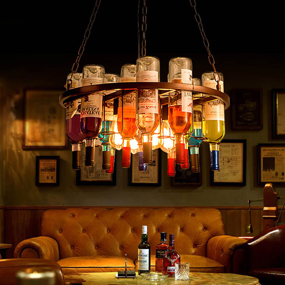 Austin Art Deco lampă suspendată din sticlă de sticlă pentru Burechi de Vin Finisaj Rust