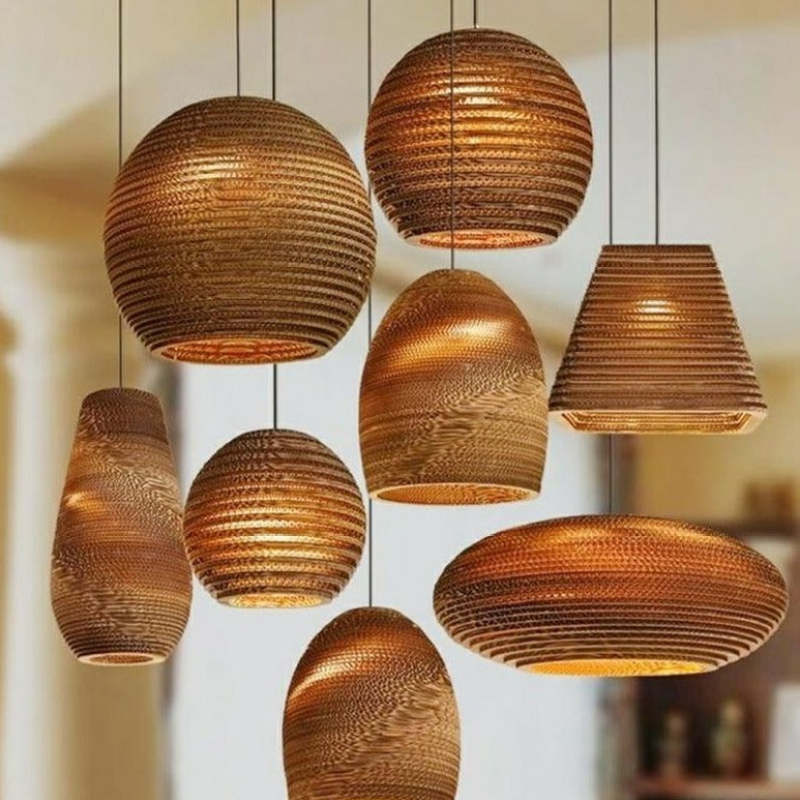 Muto Pastoral Silkworm Rustic hârtie lampă suspendată