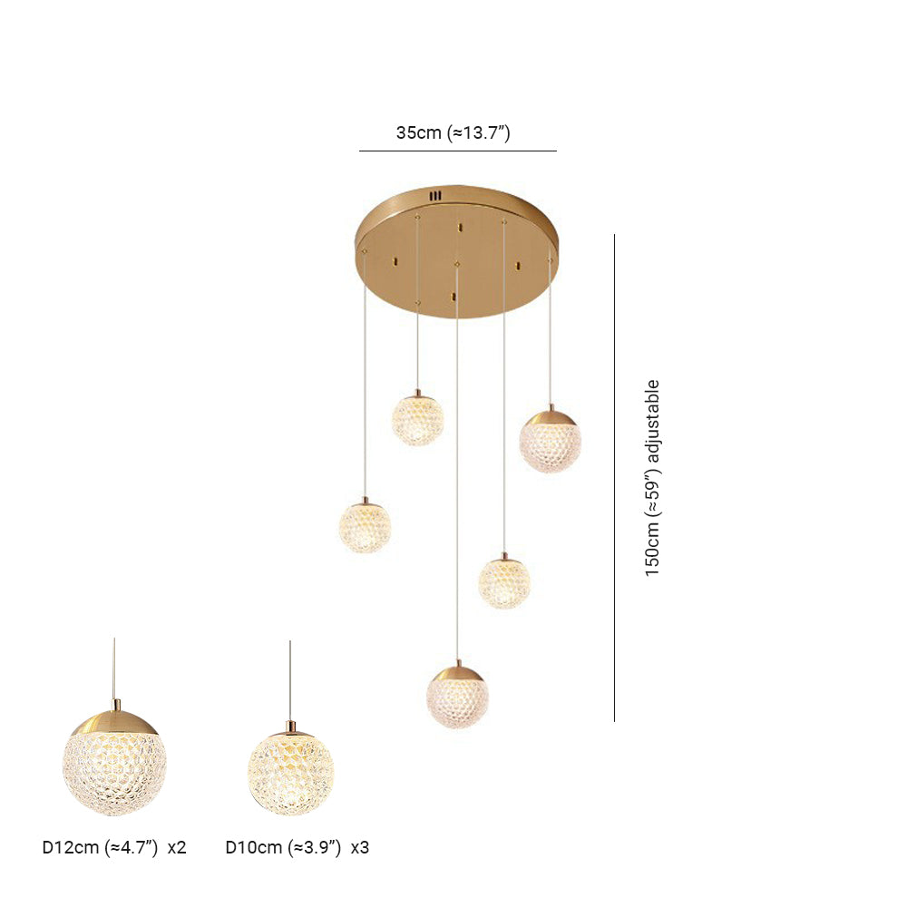 Arisha lampă suspendată Art Deco Jibril multi-etaj modern, aur
