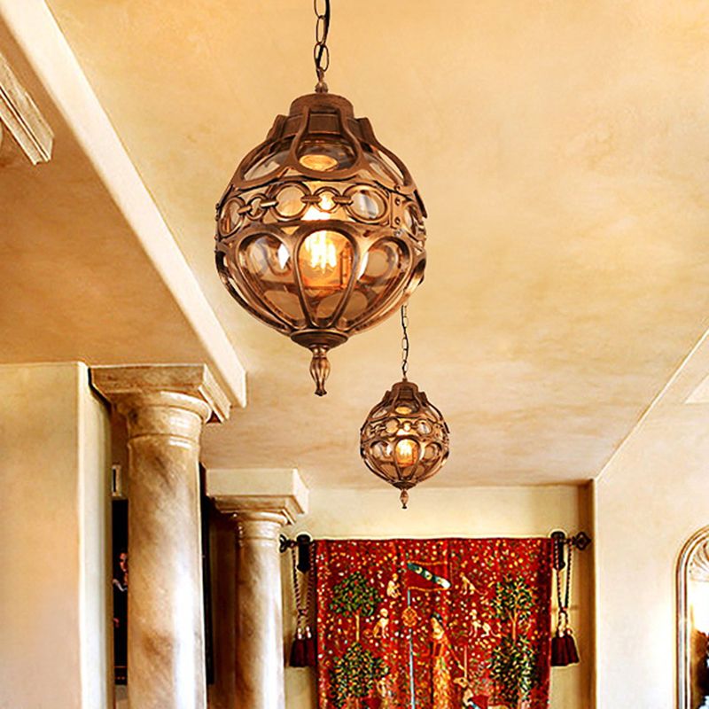 Silva Loft Sphere Vintage Farmhouse Rustic lampă suspendată neagră/bronz pentru Sufragerie