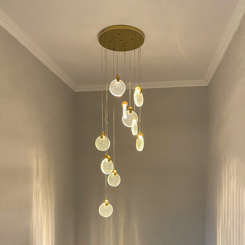 Kristy candelabru Circular Ripple Rotund din cristal auriu