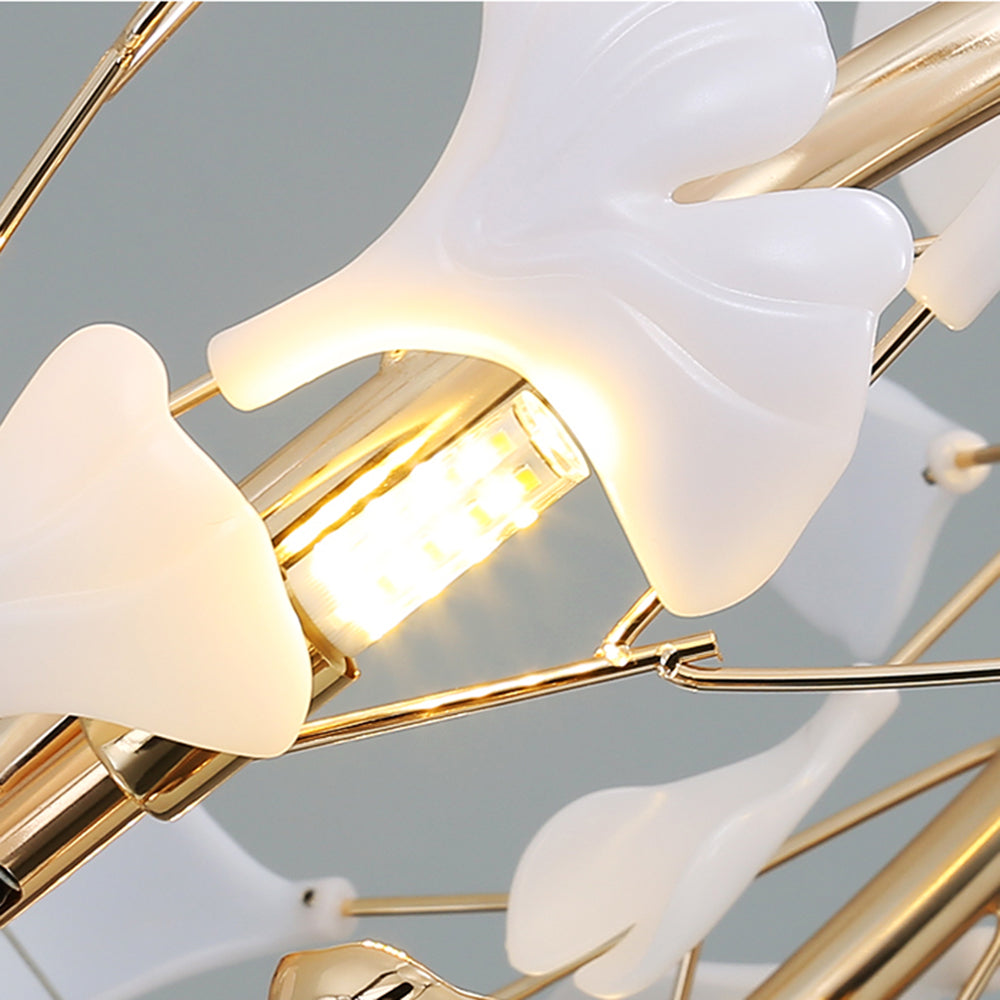 Olivia candelabru modern în Formă de Petală din metal cu Frunză de Ginkgo, auriu