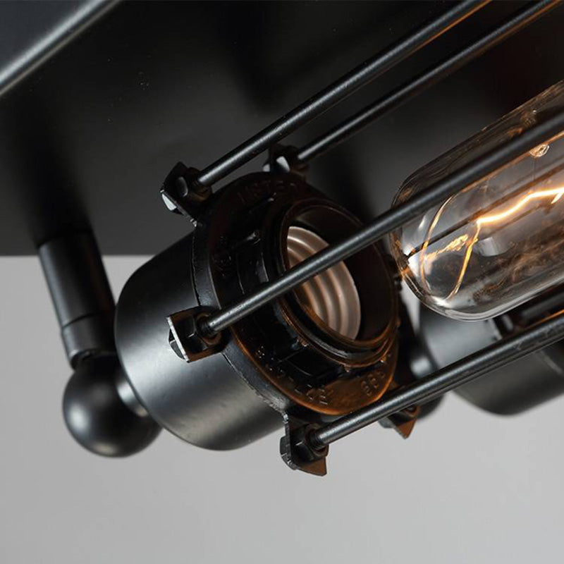 Austin plafonieră aplicată metal tubular vintage neagră pentru living