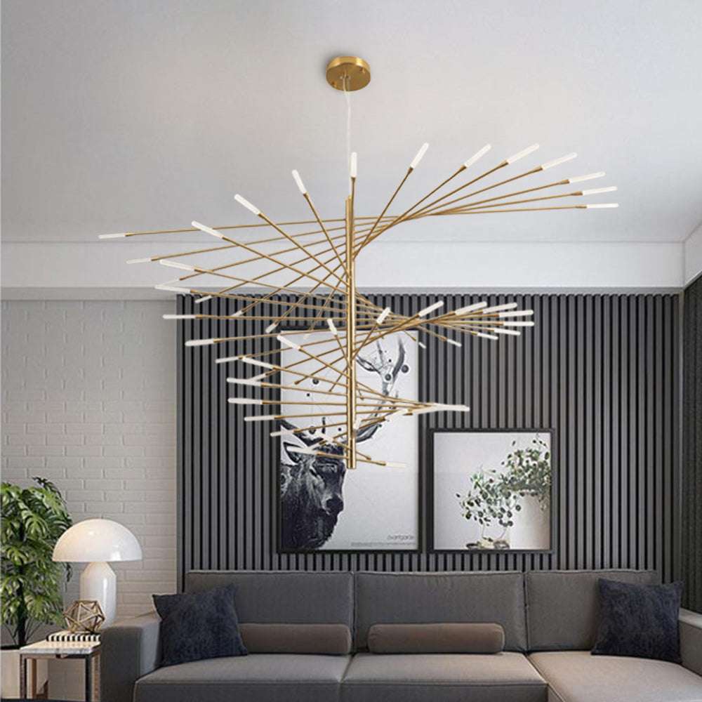 Arisha candelabru modern Focuri de Artificii Rotative, negru/Aur, pentru Sală de living/Galerie de Artă