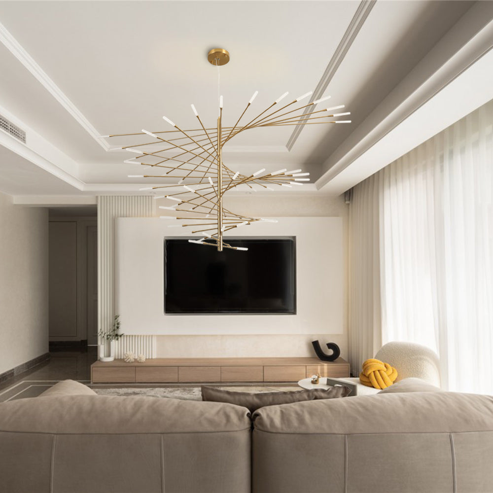 Arisha candelabru modern Focuri de Artificii Rotative, negru/Aur, pentru Sală de living/Galerie de Artă