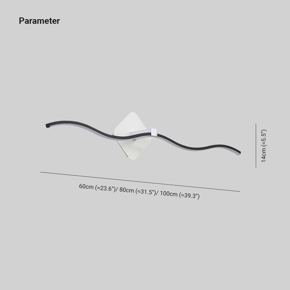 Arisha aplică de perete minimalistă cu Formă Unde Lineară, metal negru/alb