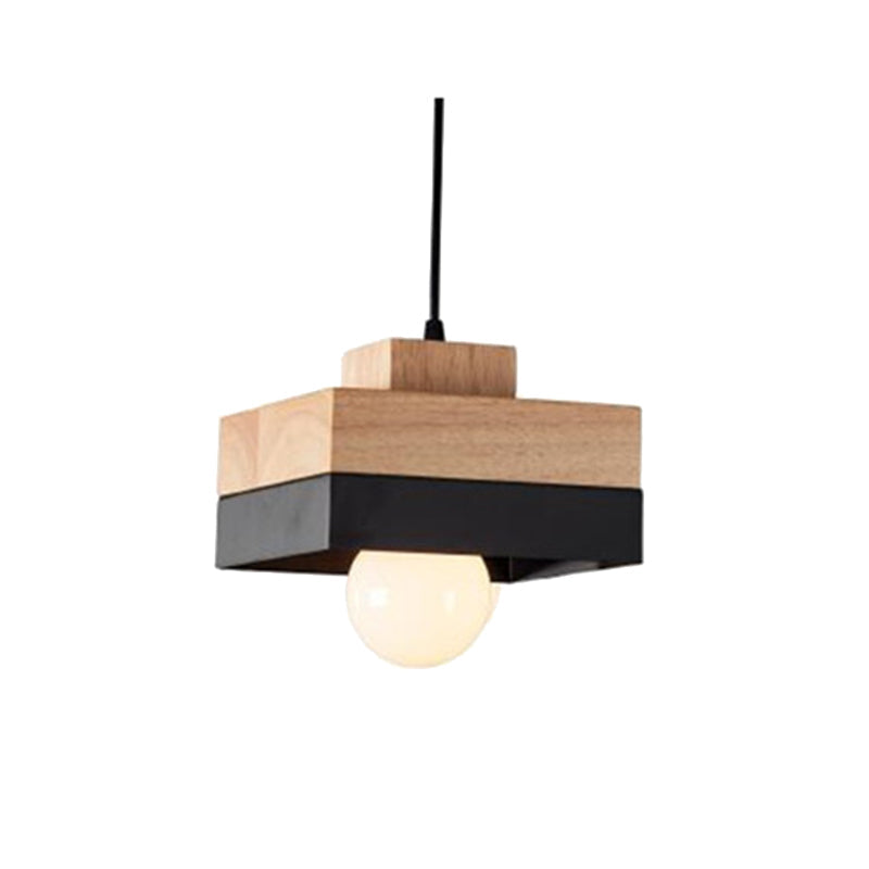 Aria lampă suspendată neagră și albă din lemn, minimalistă, geometrică