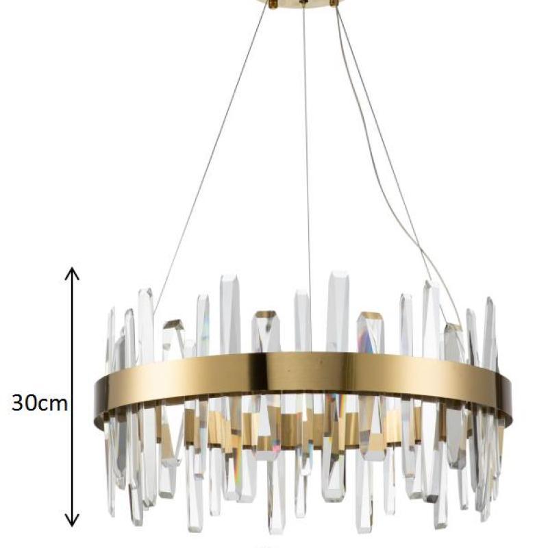 Kristy candelabru negru și auriu din cristal, modern, în formă de inel