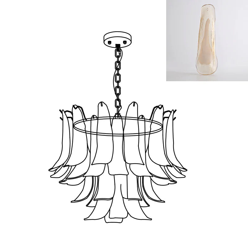 Elvess candelabru din sticlă Murano Frunze Aurii