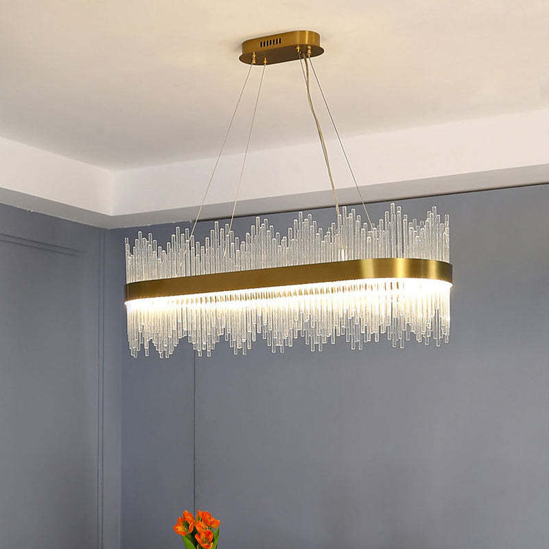 Kristy candelabru modern Rotund/Dreptunghiular cu Lanț, Aur