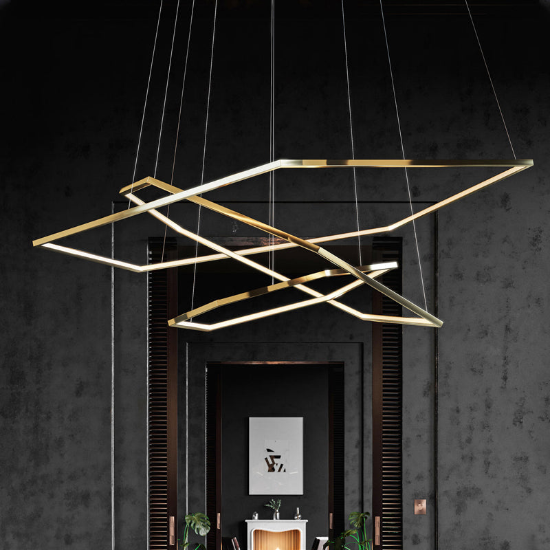 Arisha lampă suspendată minimalistă din metal cu formă geometrică, aur, DIY