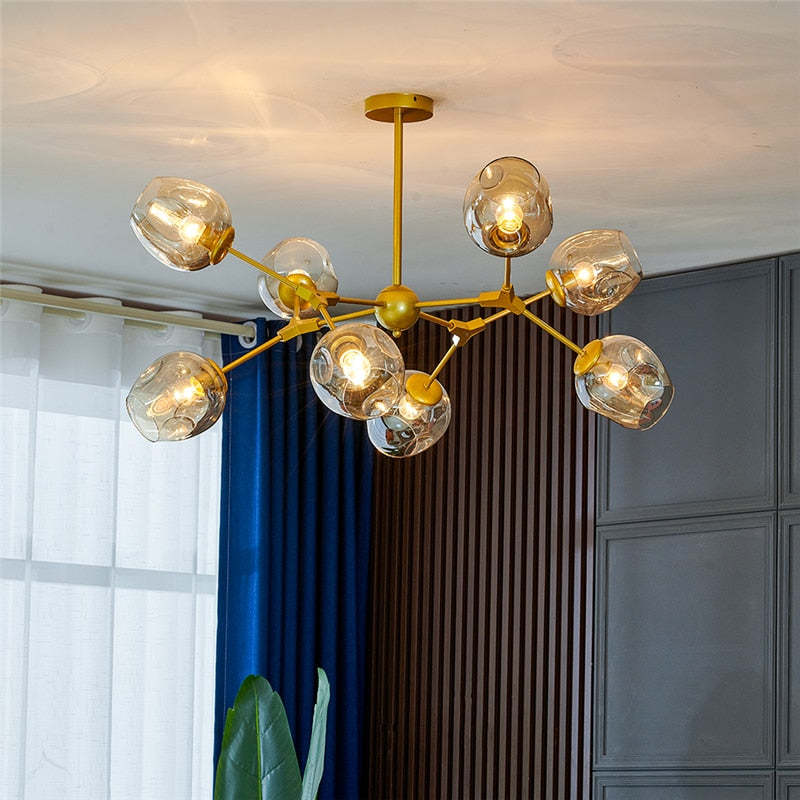 Valentina modern Bubble lampă suspendată Metalică, negru/Aur