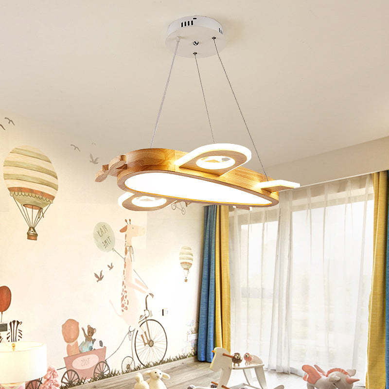 Arisha lampă suspendată modernă naturală creativă DIY, formă de avion pentru copii, lemn