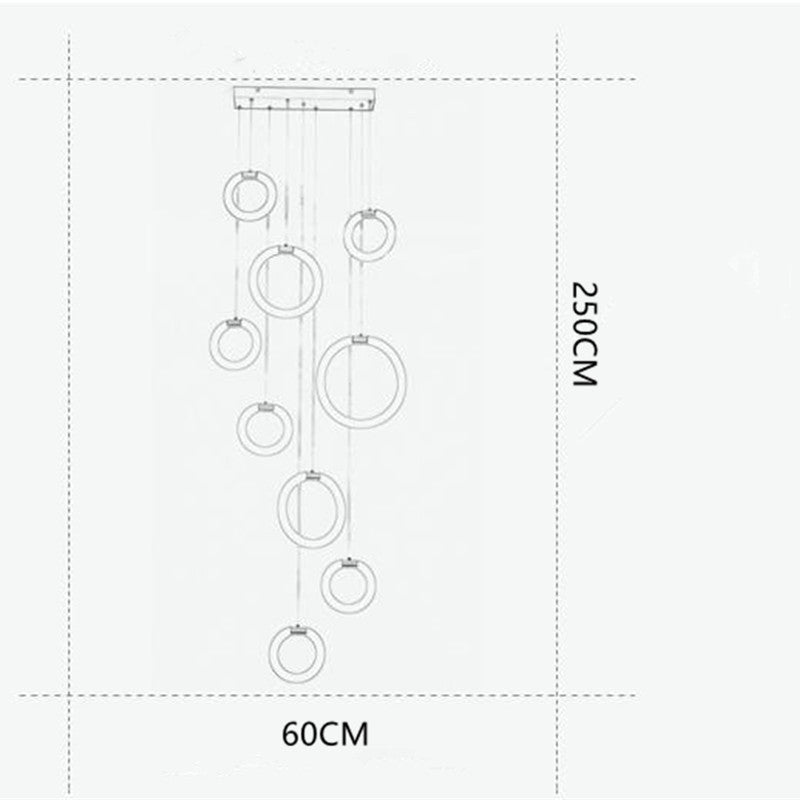 Arisha lampă suspendată minimalistă cu inele metalice