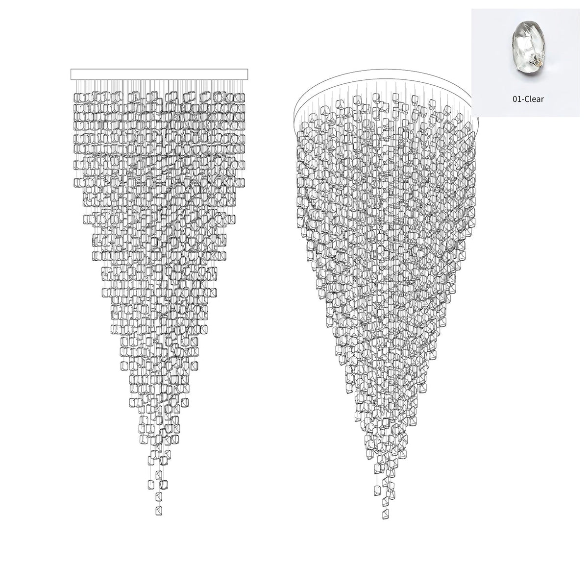Belora candelabru din piatră și cristal, postmodern, de lux