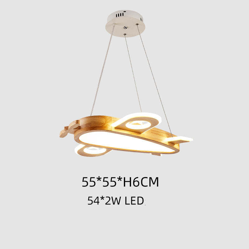 Arisha lampă suspendată modernă naturală creativă DIY, formă de avion pentru copii, lemn