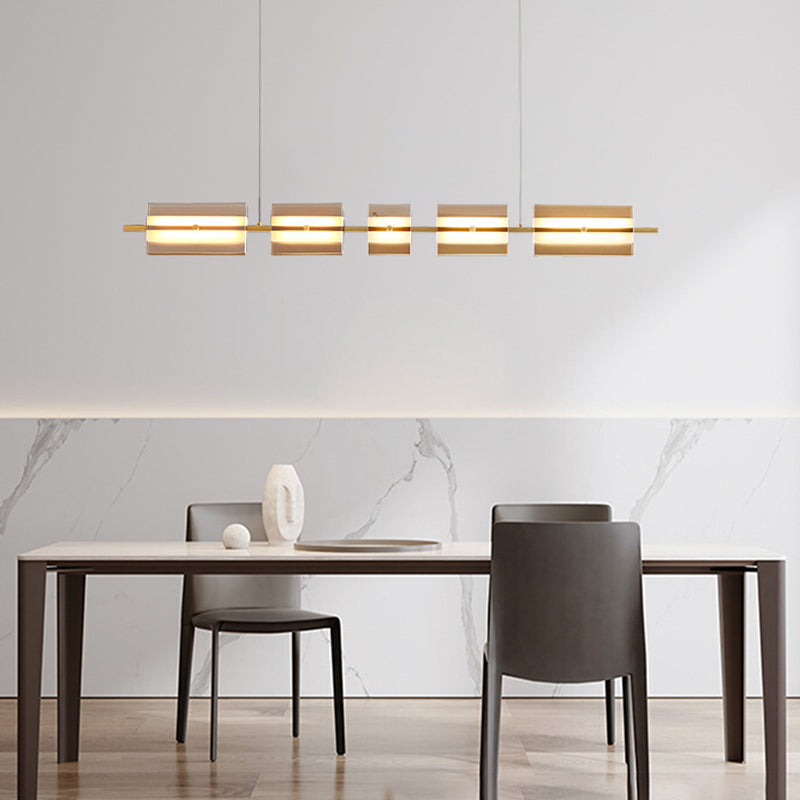 Arisha modern Nordic Linear metal/sticlă lampă suspendată, Alama neagră