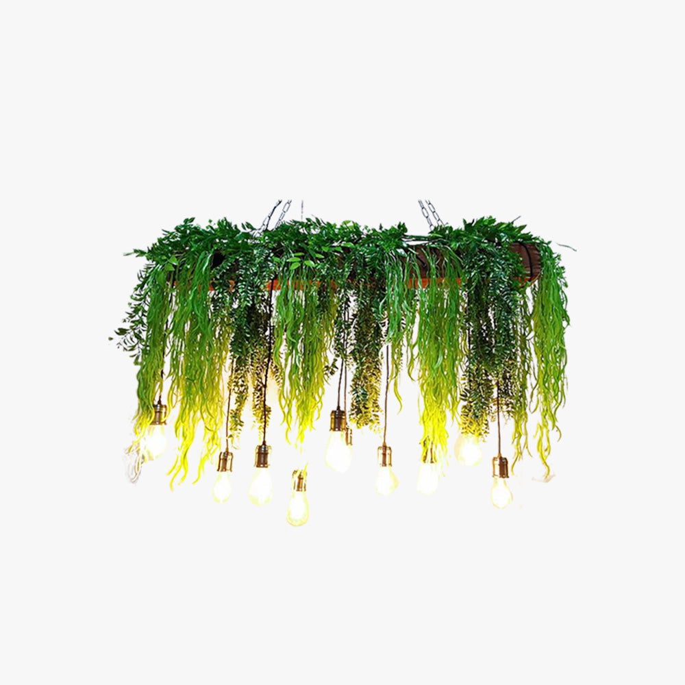 Ritta lampă suspendată decorativă naturală dreptunghiulară din metal cu nuanță verde