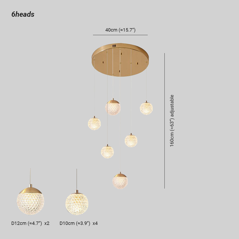Arisha lampă suspendată Art Deco Jibril multi-etaj modern, aur