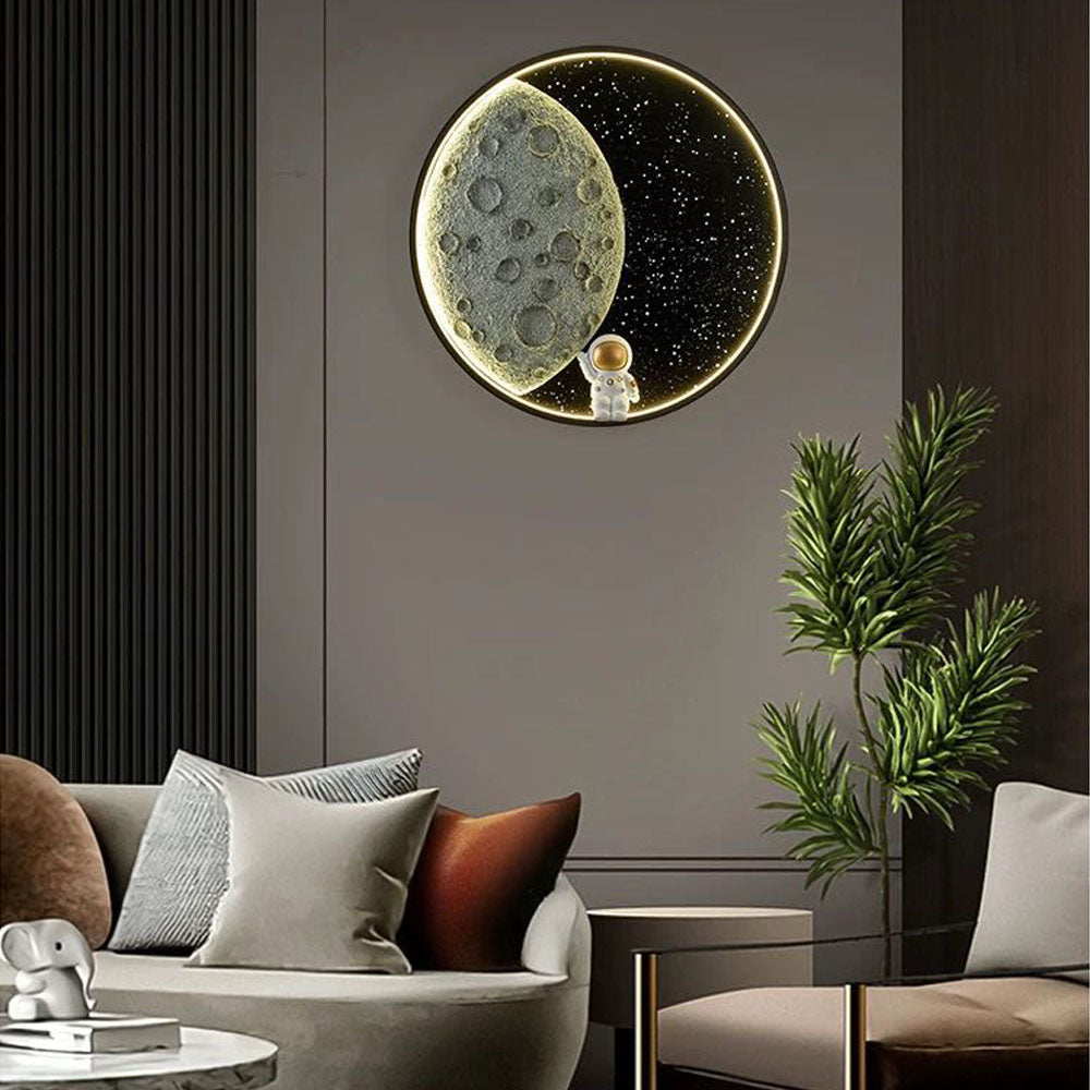 Aria Astronaut Rotund Lună neagră aplică de Perete, metal