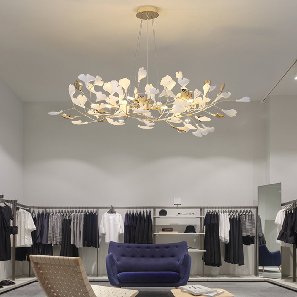 Olivia candelabru modern în Formă de Petală din metal cu Frunză de Ginkgo, auriu