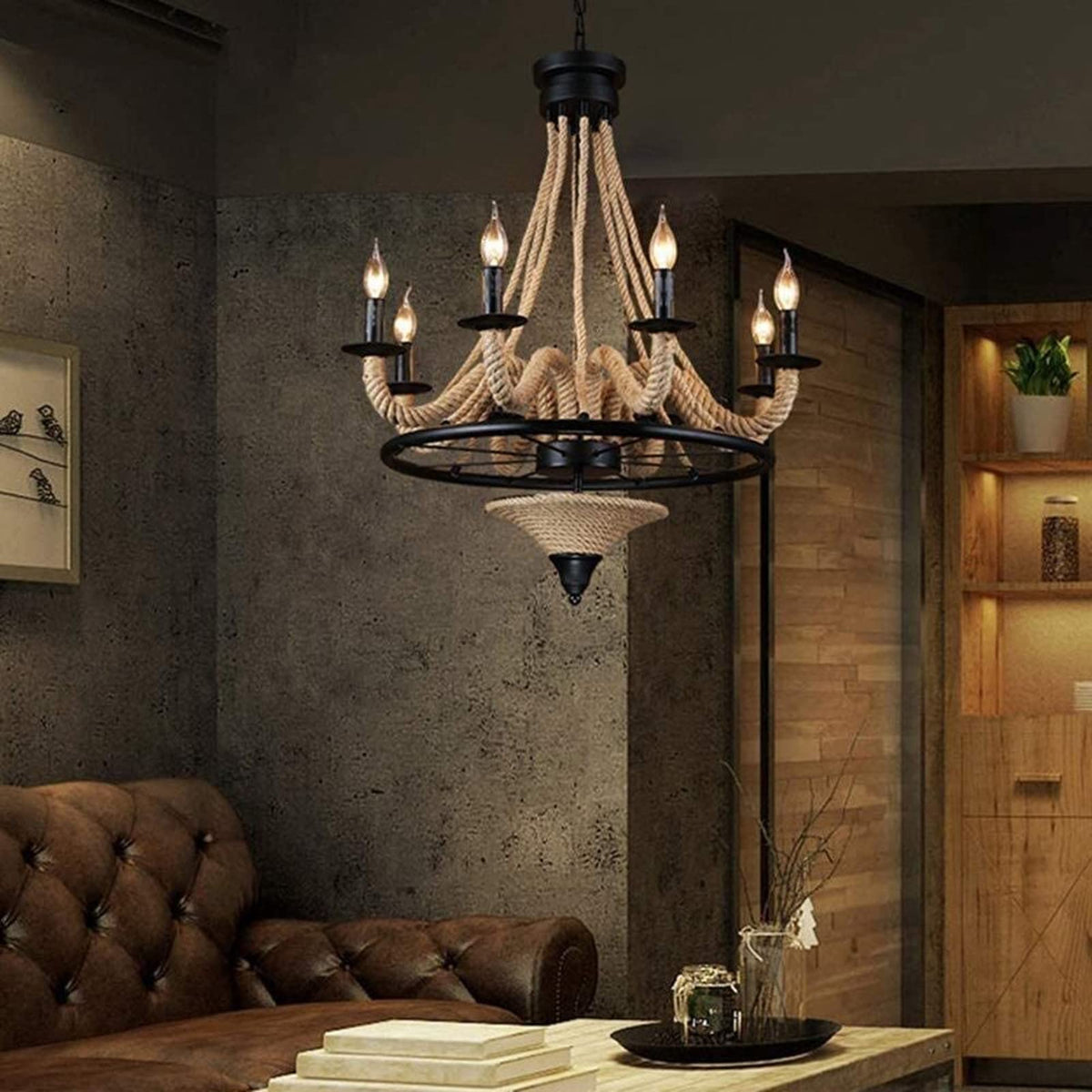Epoch lampă suspendată  Antique LED negru metal/Coajă Bar, cu finisaj antichizat