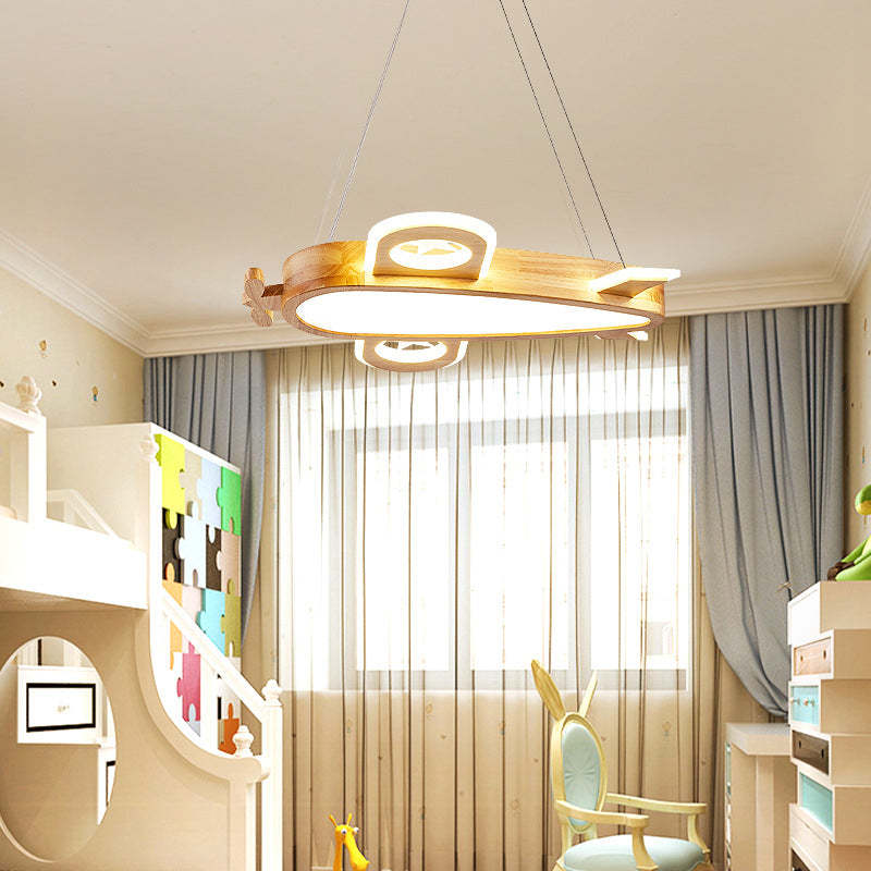 Arisha lampă suspendată modernă naturală creativă DIY, formă de avion pentru copii, lemn