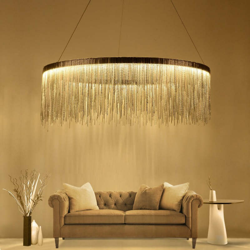 Arisha Tassel Chain Art Deco lampă suspendată Argintiu/Aur living/Hall
