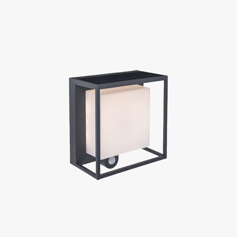 Ray aplică de perete pentru exterior modern Rectangular Sensor Solar Powered Outdoor aplică de perete, negru
