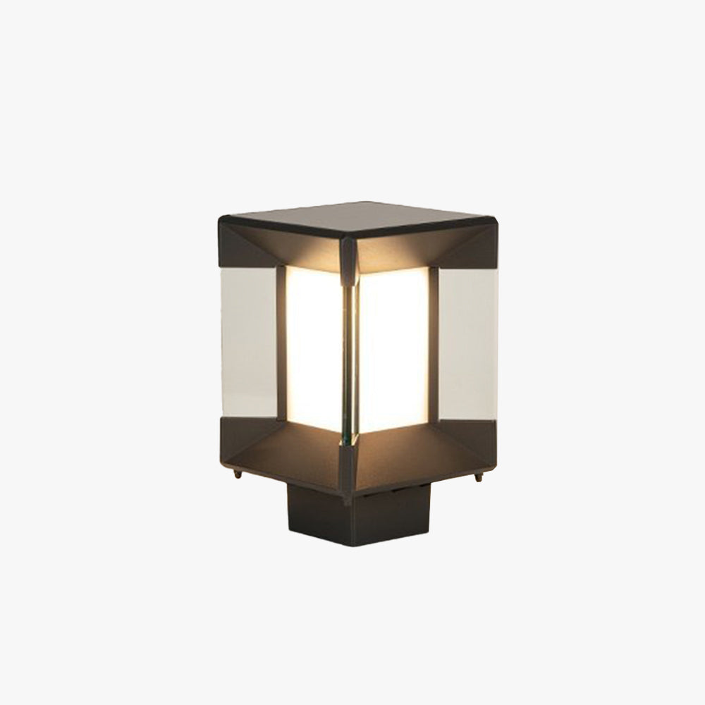 Ray modern Rectangular metal sticlă Outdoor Lamp, negru/negru-auriu