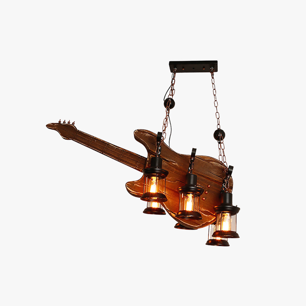 Epoch lampă suspendată Farmhouse Guitar, metal/lemn, lemn de nuc