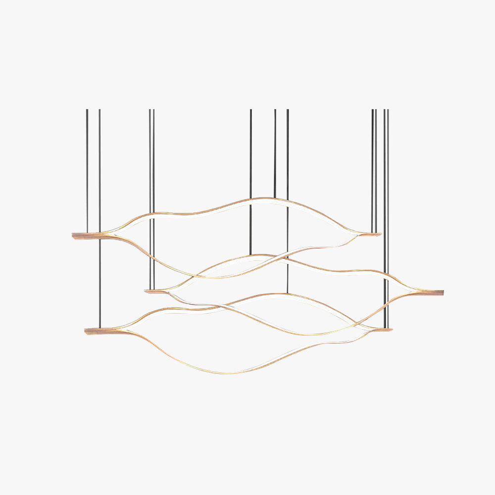 Arisha LED Linear minimalist val cu finisaj în formă de frunză aurie - lampă suspendată