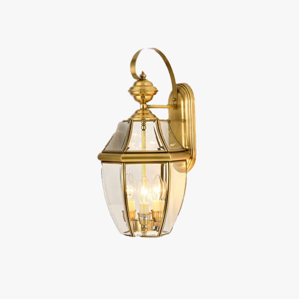 Ray aplică de perete pentru exterior aurie din metal, vintage, în formă de lanternă