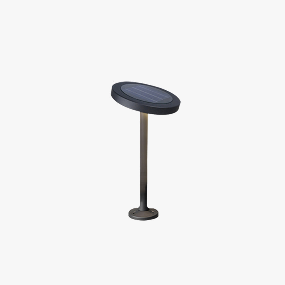 Pena modern Disc Solar Outdoor Bollard Light, negru