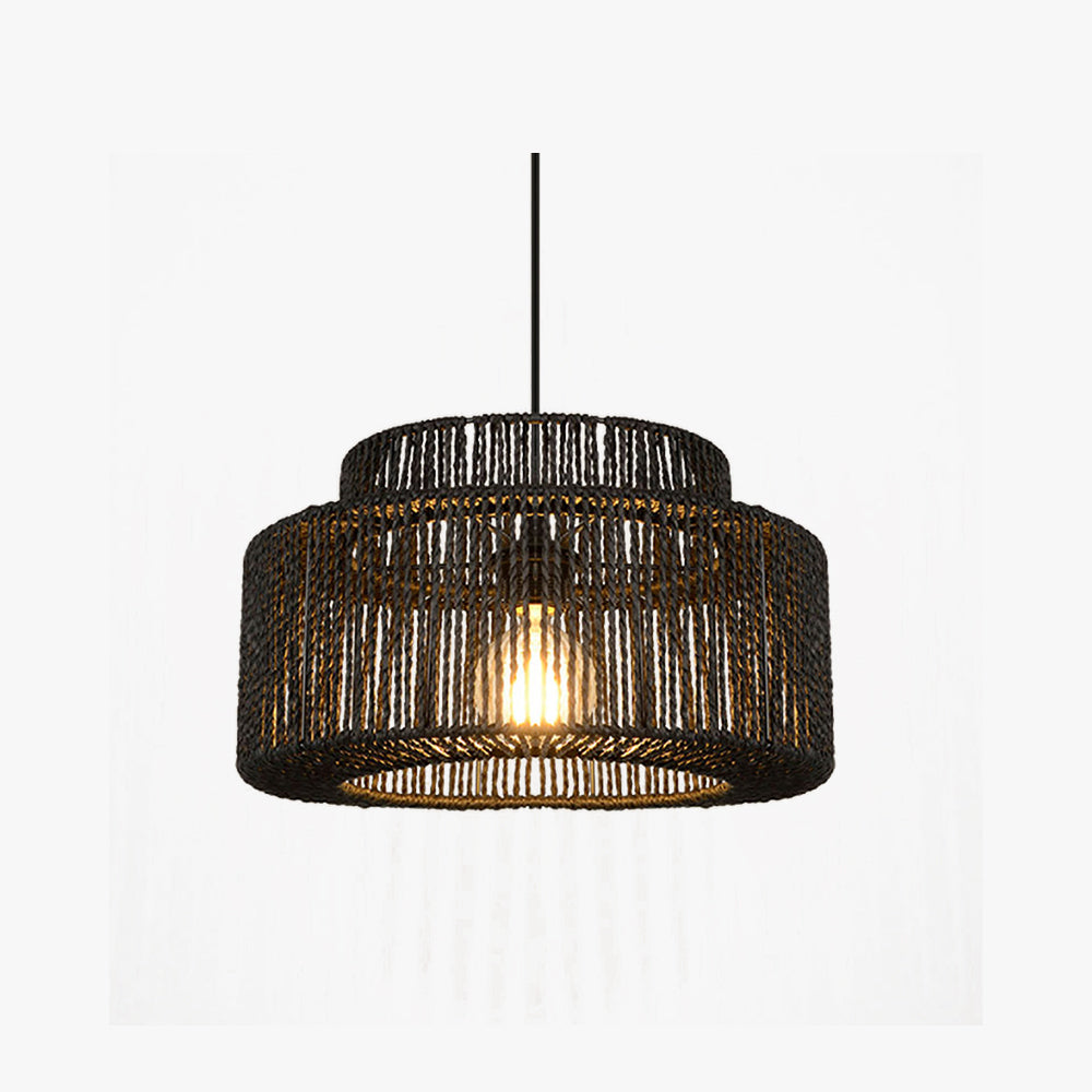Muto lampă suspendată Farmhouse Retro Rustic Tambur, neagră