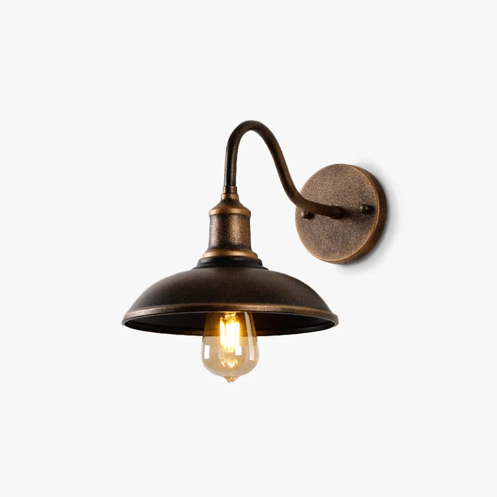 Ray aplică de perete lampă de perete rustică în formă de bol din metal, alamă antichizată