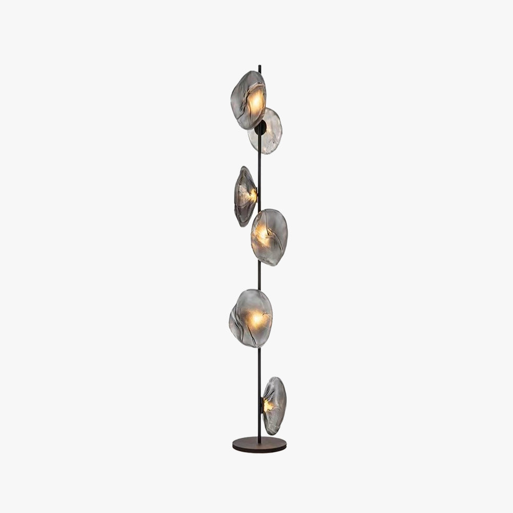 Byers de lux floare metal/sticlă lampadar, negru/auriu/Gri