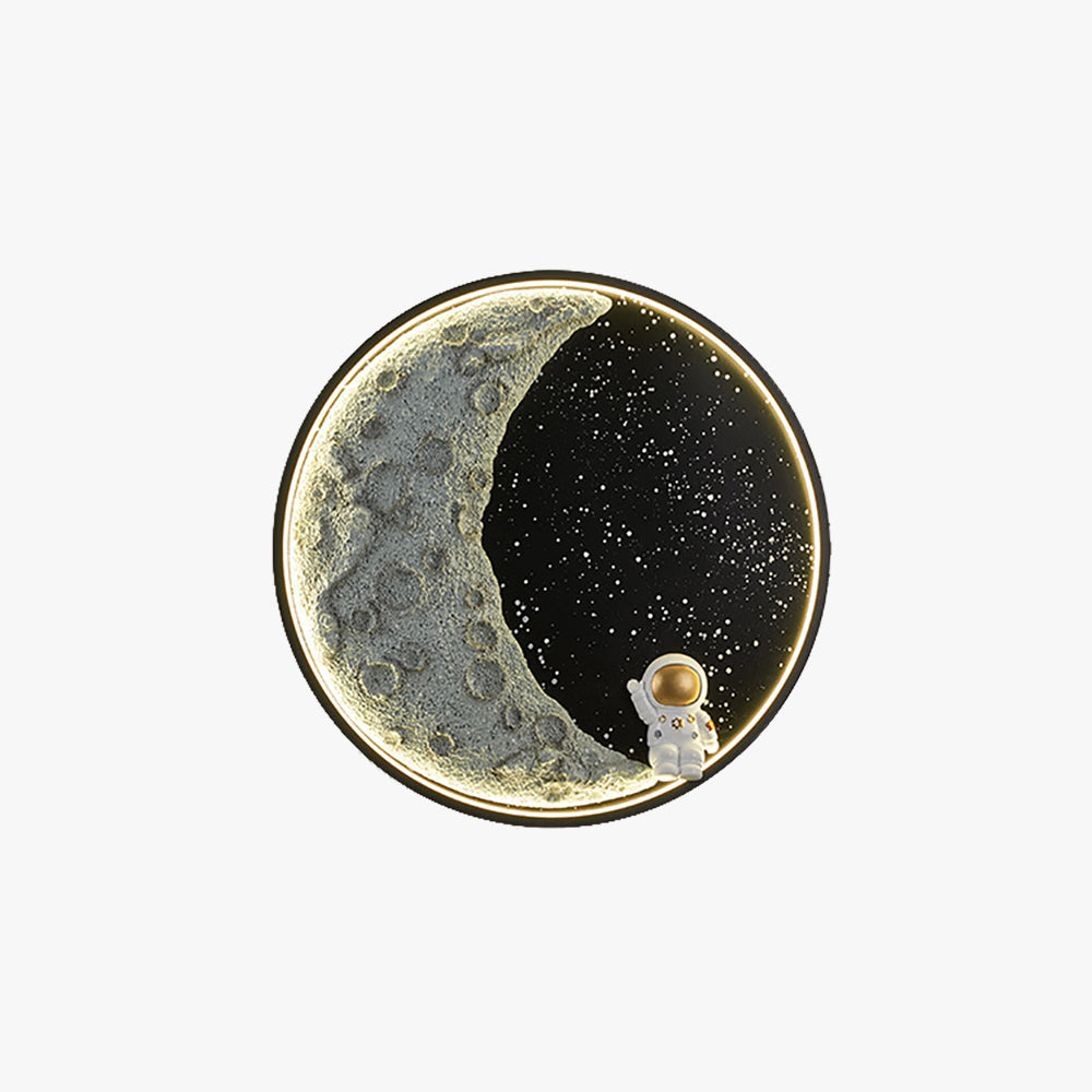 Aria modern Astronaut Moon metal negru aplică de perete