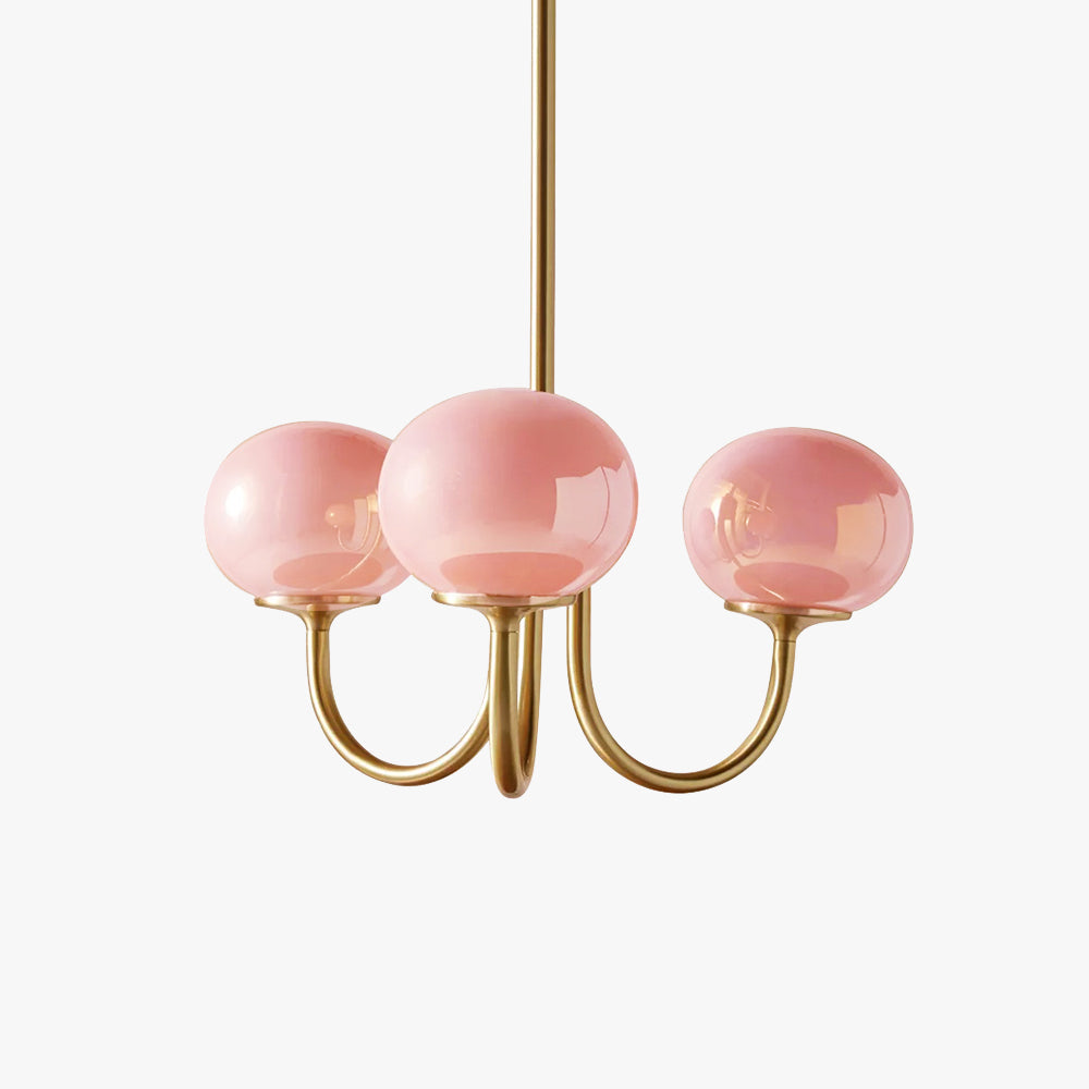 Valentina Retro Art Deco glob candelabru, alb/Roz/Bej